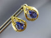 ESTATE 1.36CT DIAMOND PEAR TANZANITE 14K YELLOW GOLD POST FILIGREE EARRINGS 9762