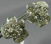 ESTATE LARGE .81CT DIAMOND 18KT WHITE GOLD 3D CLASSIC FLOWER CLIP ON EARRINGS