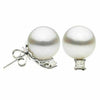 ESTATE LARGE .40CT DIAMOND & AAA SOUTH SEA PEARL 18K WHITE GOLD 3D STUD EARRINGS