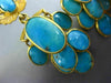 ANTIQUE LARGE TURQUOISE 18K YELLOW GOLD HANDCRAFTED OVAL FLOWER CLIP ON EARRINGS