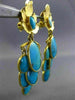 ANTIQUE LARGE TURQUOISE 18K YELLOW GOLD HANDCRAFTED OVAL FLOWER CLIP ON EARRINGS