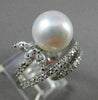 ANTIQUE 1.10CT DIAMOND 10MM SOUTH SEA PEARL 14KT WHITE GOLD COCKTAIL RING #22918