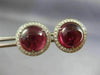 ESTATE LARGE 8.05CT DIAMOND & CABOCHON TOURMALINE 14KT WHITE GOLD HALO EARRINGS