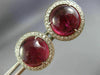 ESTATE LARGE 8.05CT DIAMOND & CABOCHON TOURMALINE 14KT WHITE GOLD HALO EARRINGS