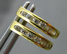ESTATE .28CT ROUND DIAMOND 14K YELLOW GOLD 7 STONE CHANNEL HUGGIE EARRINGS 22502