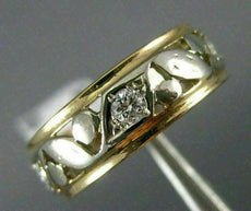 ANTIQUE .35CT DIAMOND 14K WHITE YELLOW GOLD FILIGREE ETERNITY WEDDING RING 21370