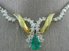 ANTIQUE 1.95CT DIAMOND & AAA EMERALD 14K WHITE & YELLOW GOLD SWIRL NECKLACE 6871