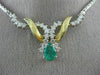 ANTIQUE 1.95CT DIAMOND & AAA EMERALD 14K WHITE & YELLOW GOLD SWIRL NECKLACE 6871