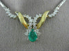 ANTIQUE 1.95CT DIAMOND & AAA EMERALD 14K WHITE & YELLOW GOLD SWIRL NECKLACE 6871