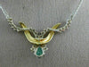 ANTIQUE 1.95CT DIAMOND & AAA EMERALD 14K WHITE & YELLOW GOLD SWIRL NECKLACE 6871