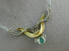 ANTIQUE 1.95CT DIAMOND & AAA EMERALD 14K WHITE & YELLOW GOLD SWIRL NECKLACE 6871