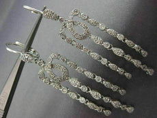 ESTATE LARGE 1.13CT DIAMOND 18KT WHITE GOLD MILGRAIN LEVERBACK HANGING EARRINGS
