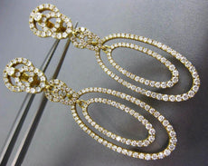 ESTATE LARGE 3.21CT DIAMOND 18KT YELLOW GOLD 3D OVAL CHANDELIER HANGING EARRINGS