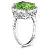 5.63CT DIAMOND & AAA PERIDOT 14K WHITE GOLD EMERALD CUT & ROUND ENGAGEMENT RING