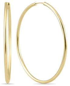 ESTATE EXTRA LARGE 14K YELLOW GOLD 3D CLASSIC FLEXIBLE FUN HOOP HANGING EARRINGS