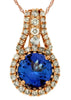 .82CT DIAMOND & AAA TANZANITE 14K ROSE GOLD ROUND TEAR DROP FUN FLOATING PENDANT
