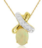 .97CT DIAMOND & AAA OPAL 14KT 2 TONE GOLD OVAL & ROUND X LOVE FLOATING PENDANT