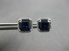 2.49CT DIAMOND & AAA SAPPHIRE 14KT WHITE GOLD EMERALD CUT & ROUND STUD EARRINGS