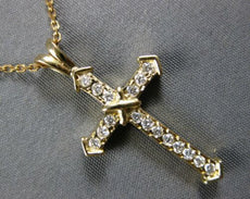 ESTATE .20CT DIAMOND 14KT 2 TONE GOLD 3D ROUND CROSS FILIGREE PENDANT #27673
