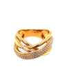 ESTATE .51CT DIAMOND 18KT YELLOW GOLD 3D CLASSIC CRISS CROSS MULTI ROW FUN RING