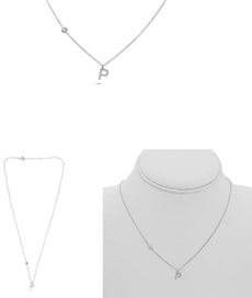 .09CT DIAMOND 14KT WHITE GOLD ROUND INITIAL P SOLITAIRE BY THE YARD FUN NECKLACE