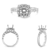 ESTATE .91CT DIAMOND 14K WHITE GOLD ROUND SQUARE HALO SEMI MOUNT ENGAGEMENT RING