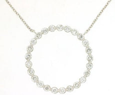 .75CT DIAMOND 14KT WHITE GOLD 3D ROUND CIRCLE OF LIFE SHARED PRONG LOVE NECKLACE