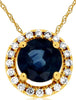.63CT DIAMOND & AAA SAPPHIRE 14K YELLOW GOLD CLASSIC ROUND HALO FLOATING PENDANT