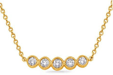 .22CT DIAMOND 14KT YELLOW GOLD FIVE STONE BEZEL FILIGREE MILGRAIN BAR NECKLACE