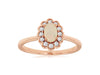 .46CT DIAMOND & AAA OPAL 14KT ROSE GOLD OVAL & ROUND FLOWER SEMI BEZEL FUN RING