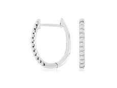 .33CT DIAMOND 14KT WHITE GOLD 3D ROUND CLASSIC OVAL HOOP HUGGIE HANGING EARRINGS