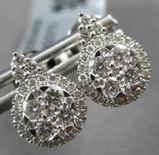 ESTATE .58CT DIAMOND 18K WHITE GOLD ROUND CLUSTER FLOWER TEAR DROP STUD EARRINGS