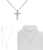ESTATE .25CT DIAMOND 14K WHITE GOLD 3D CLASSIC CROSS ADJUSTABLE FLOATING PENDANT