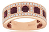 WIDE 1.47CT DIAMOND & AAA RUBY 14KT ROSE GOLD 3D SQUARE CHANNEL ANNIVERSARY RING