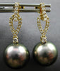 .27CT DIAMOND & AAA TAHITIAN PEARL 14KT YELLOW GOLD TEAR DROP HANGING EARRINGS