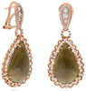 LARGE 27.73CT DIAMOND & AAA LIGHT BROWN SAPPHIRE 18KT ROSE GOLD HANGING EARRINGS