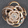 ESTATE LARGE .96CT DIAMOND 18KT ROSE GOLD 3D CLASSIC FLOWER LOVE RING