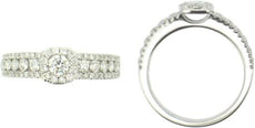 .73CT DIAMOND 18KT WHITE GOLD 3D CLASSIC ROUND HALO SQUARE FRIENDSHIP LOVE RING