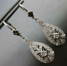 .30CT DIAMOND 14KT WHITE GOLD 3D FILIGREE TEAR DROP FUN HANGING EARRINGS #27495