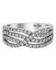 .70CT DIAMOND 18KT WHITE GOLD 3D ROUND MULTI ROW CRISS CROSS INFINITY LOVE RING