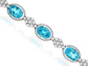 11.53CT DIAMOND & AAA BLUE TOPAZ 14KT WHITE GOLD OVAL & ROUND FILIGREE BRACELET