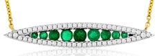 .85CT DIAMOND & AAA EMERALD 14K 2 TONE GOLD 3D ROUND MARQUISE SHAPE FUN NECKLACE