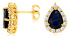 3.50CT DIAMOND & AAA SAPPHIRE 14KT YELLOW GOLD 3D PEAR SHAPE HALO STUD EARRINGS