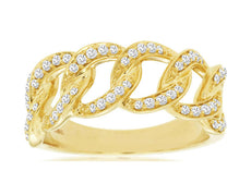 .33CT DIAMOND 14K YELLOW GOLD 3D LINK LOVE KNOT SEMI ETERNITY ANNIVERSARY RING