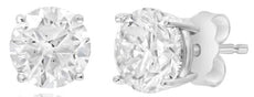 LARGE 2.09CT DIAMOND 14KT WHITE GOLD 3D CLASSIC SOLITAIRE 4 PPRONG STUD EARRINGS