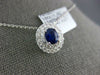 ESTATE 1.15CT DIAMOND & AAA SAPPHIRE 18K WHITE GOLD 3D OVAL DOUBLE HALO PENDANT