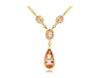 LARGE 9.05CT DIAMOND & AAA MORGANITE 14KT YELLOW GOLD TEAR DROP LARIAT NECKLACE