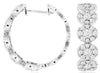 ESTATE 1.98CT DIAMOND 14KT WHITE GOLD 3D MULTI FLOWER HOOP HANGING EARRINGS