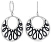 LARGE 2.24CT WHITE & BLACK DIAMOND 14KT WHITE GOLD 3D CIRCULAR HANGING EARRINGS