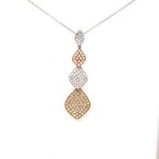 .79CT DIAMOND 18KT TRI COLOR GOLD MULTI TEAR DROP JOURNEY FUN FLOATING PENDANT